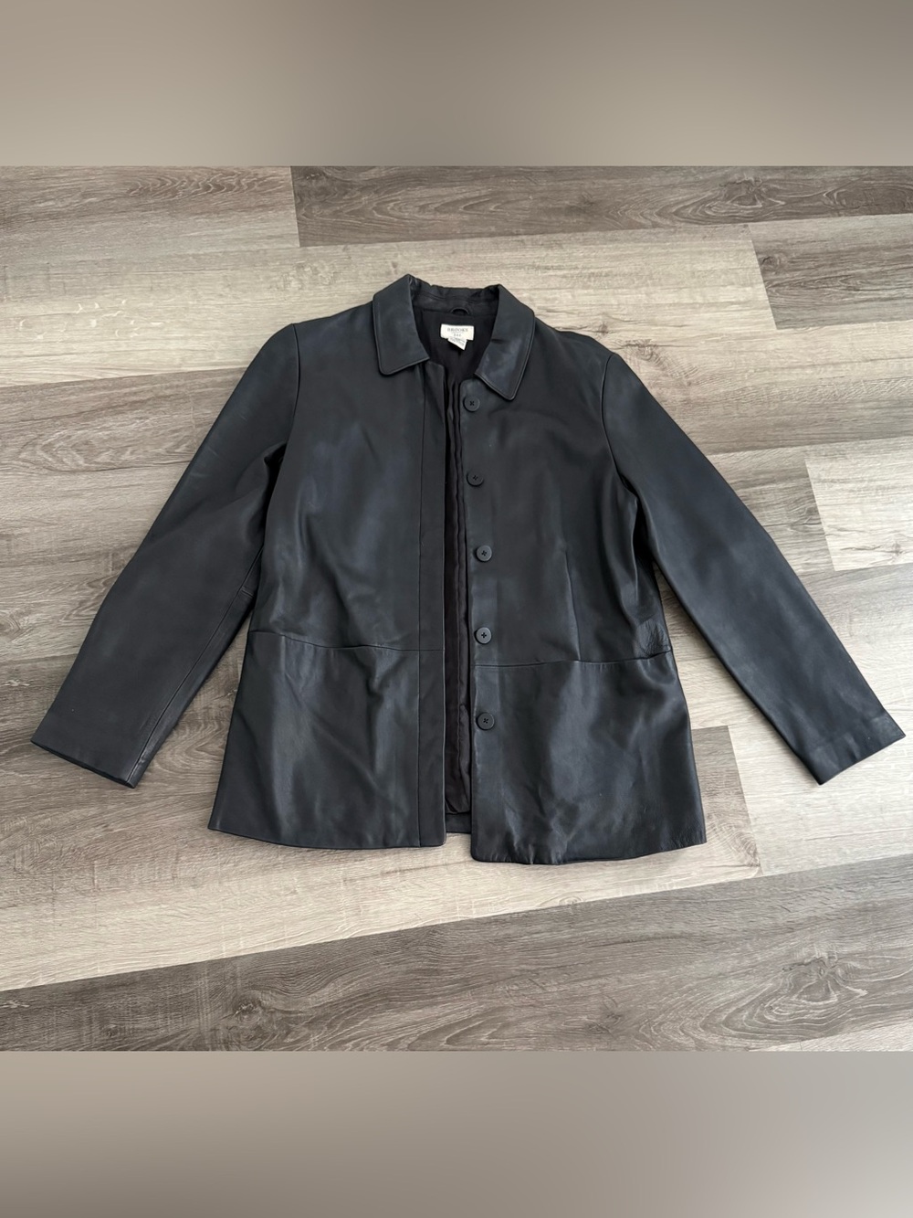 Brooks Black Leather Button-Front Jacket